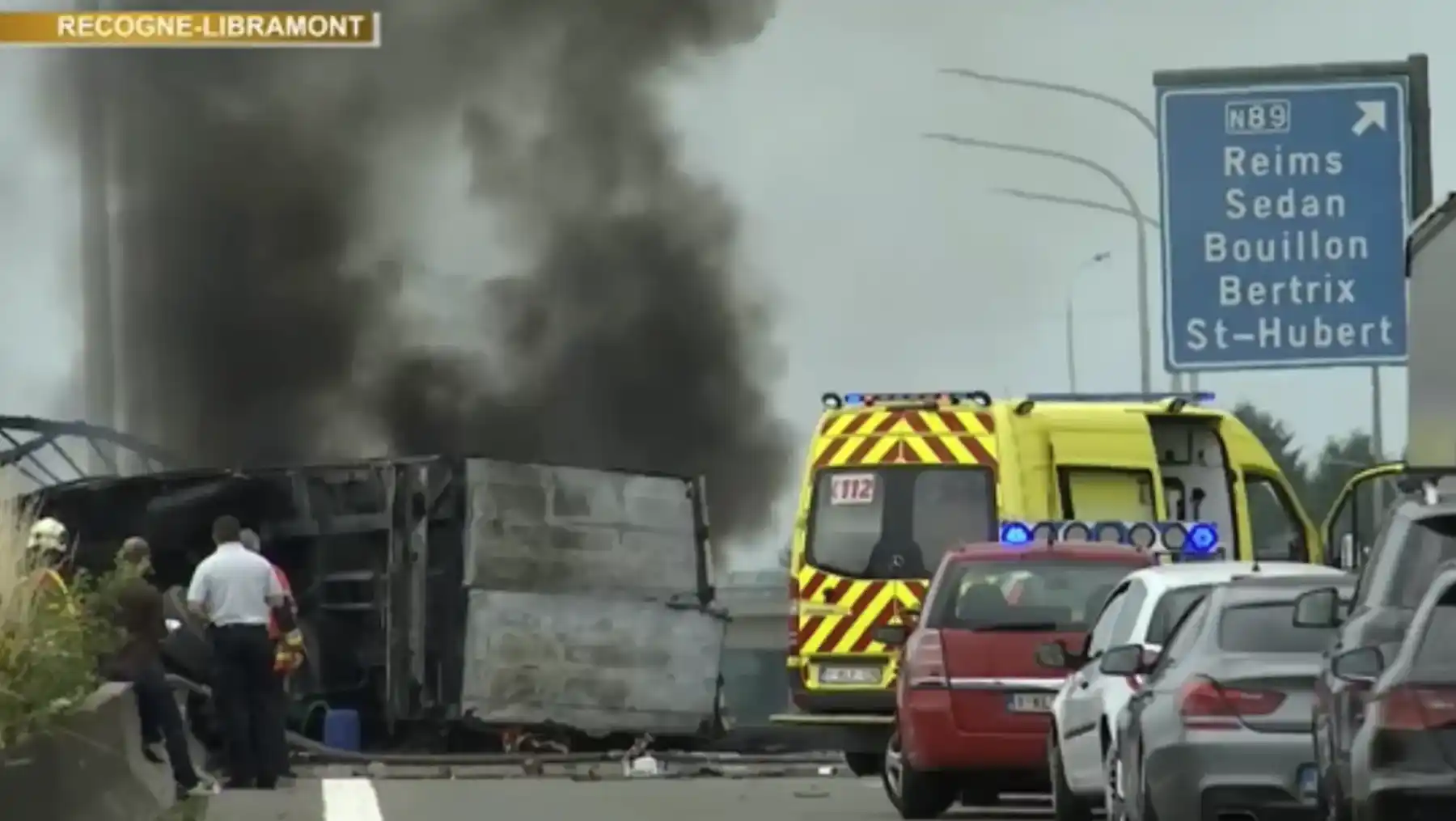 Accident chimique de perchlo sur l'E411 à Recogne, Libramont, juillet 2017