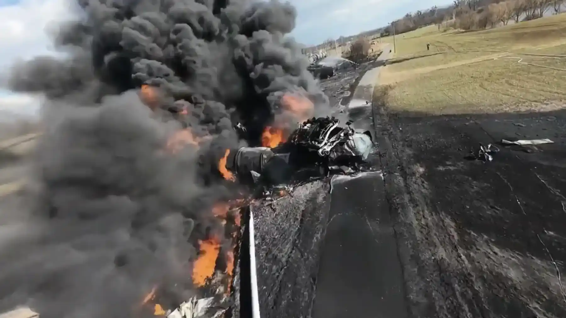 Fumées cancérogènes lors du déraillement d’un train de benzène
