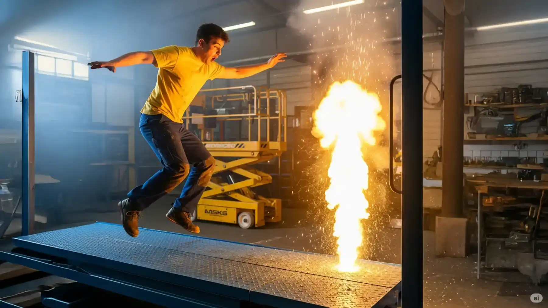 Un jeune ouvrier s’enflamme en nettoyant avec un solvant