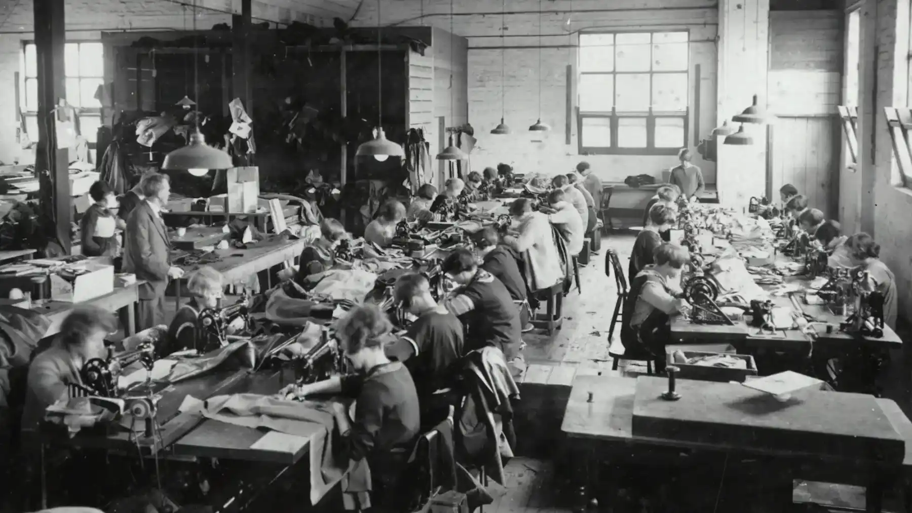 a group of people working in a factory